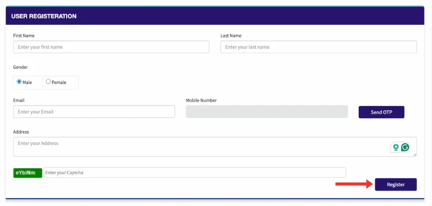 Full Name, Gender, Email, Mobile Number
